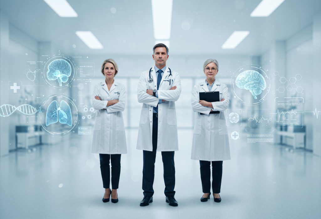 A team of Doctors in a medical enviroment A team of Doctors in a medical environment